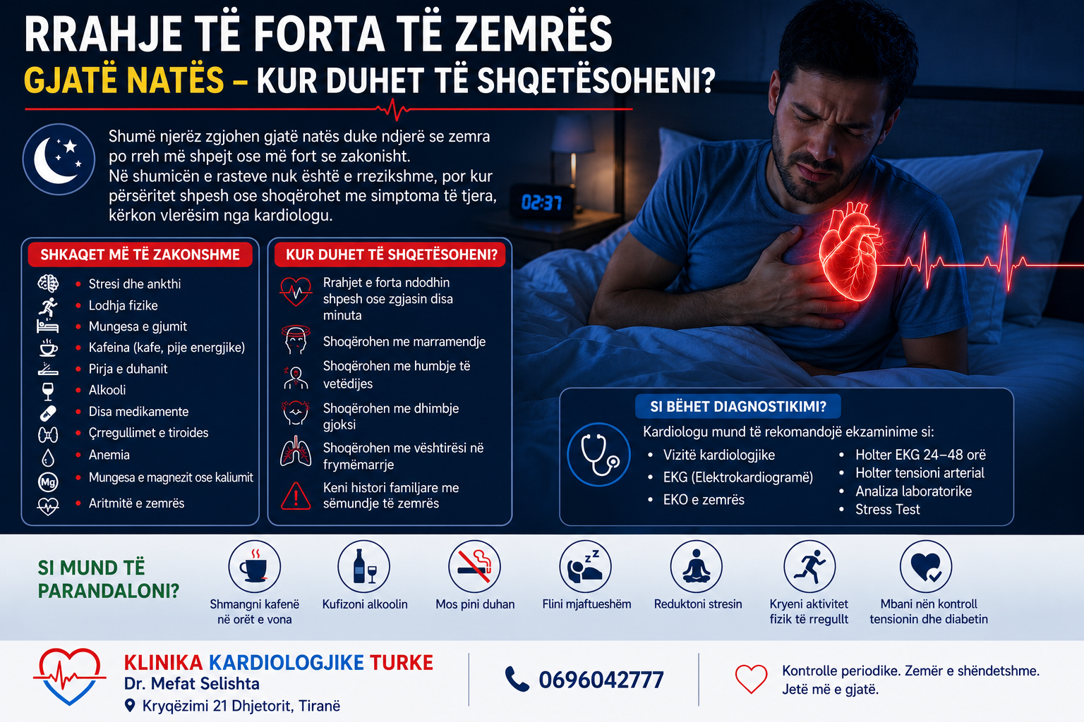 Rrahje të forta të zemrës gjatë natës – Kur duhet të shqetësoheni?