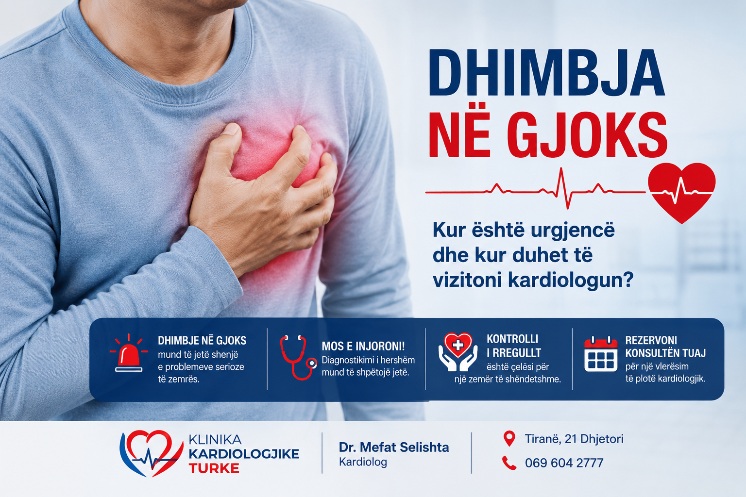 Dhimbja në gjoks: Kur është urgjencë dhe kur duhet të vizitoni kardiologun?