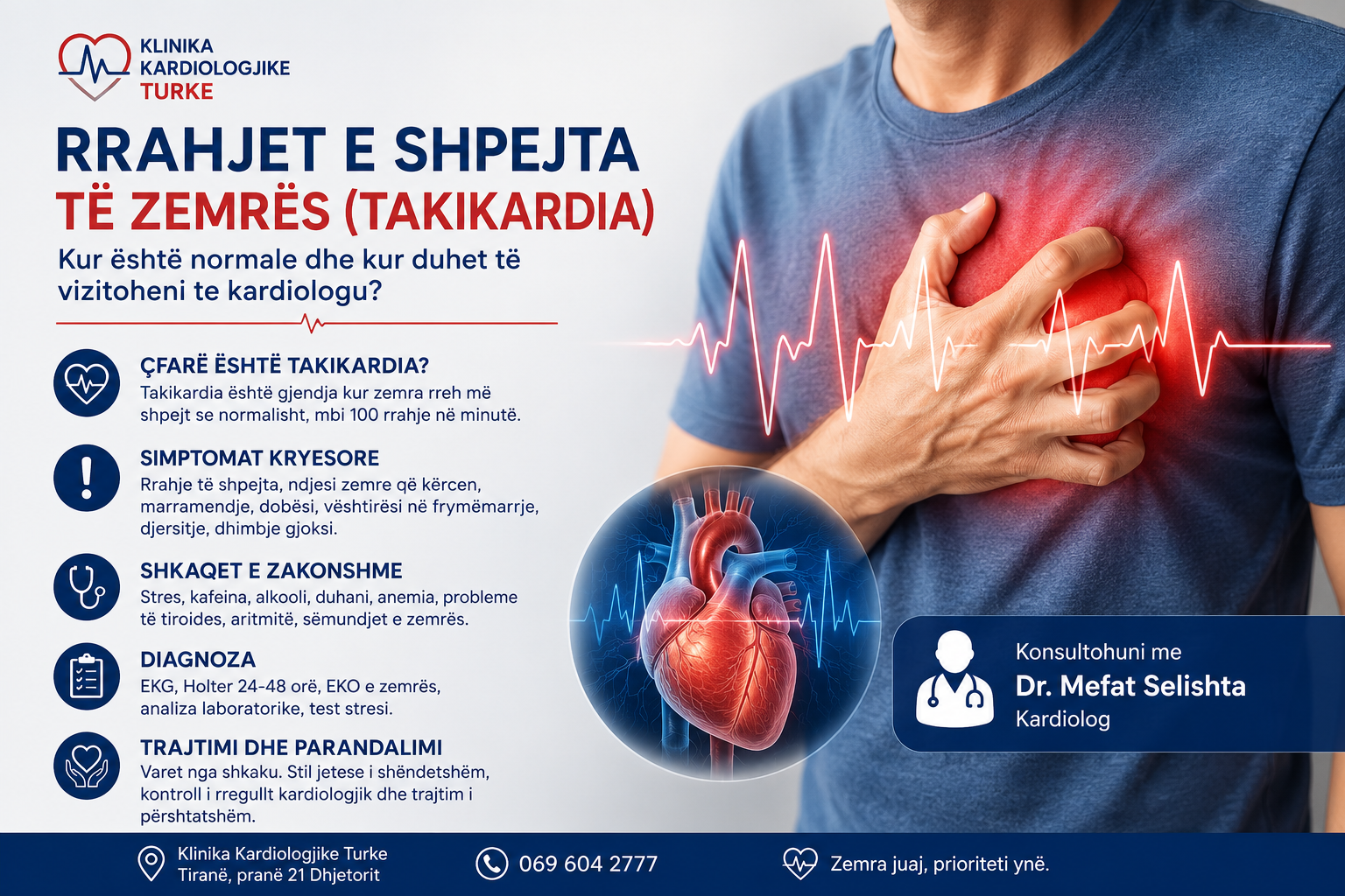 Rrahjet e shpejta të zemrës (Takikardia): Kur është normale dhe kur duhet të vizitoheni te kardiologu?