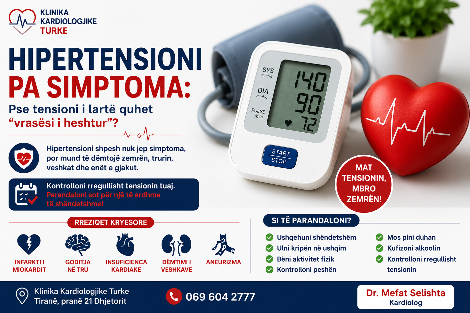 Hipertensioni pa simptoma: Pse tensioni i lartë quhet “vrasësi i heshtur”? | Dr. Mefat Selishta