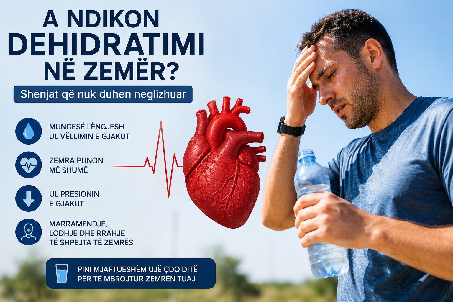 A ndikon dehidratimi në zemër? Shenjat që nuk duhen neglizhuar
